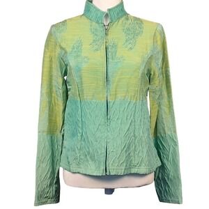 KYE S Women's Designer Fitted Zip-Front Golf Jacket Athleisure Lemon Lime Border